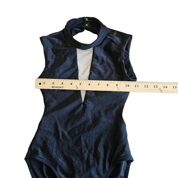 California kisses girls teens one pc Swimsuit Sz L fits slim black nude mesh - Picture 4 of 6